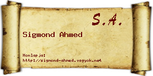 Sigmond Ahmed névjegykártya